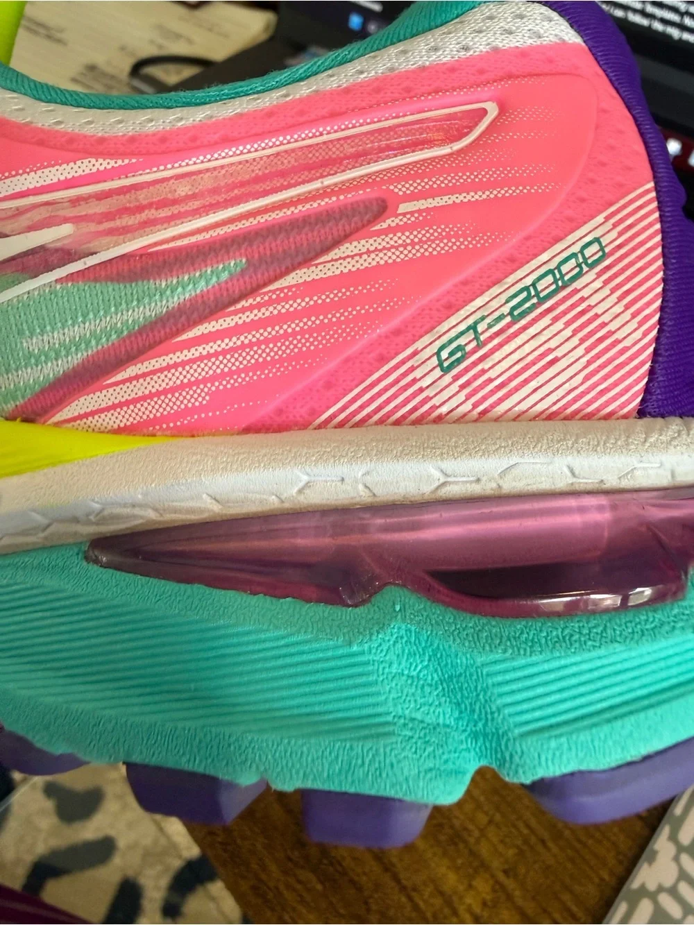 Asics Women's GT-2000 Neon Green and Pink Running Shoes with Neon Yellow Laces
